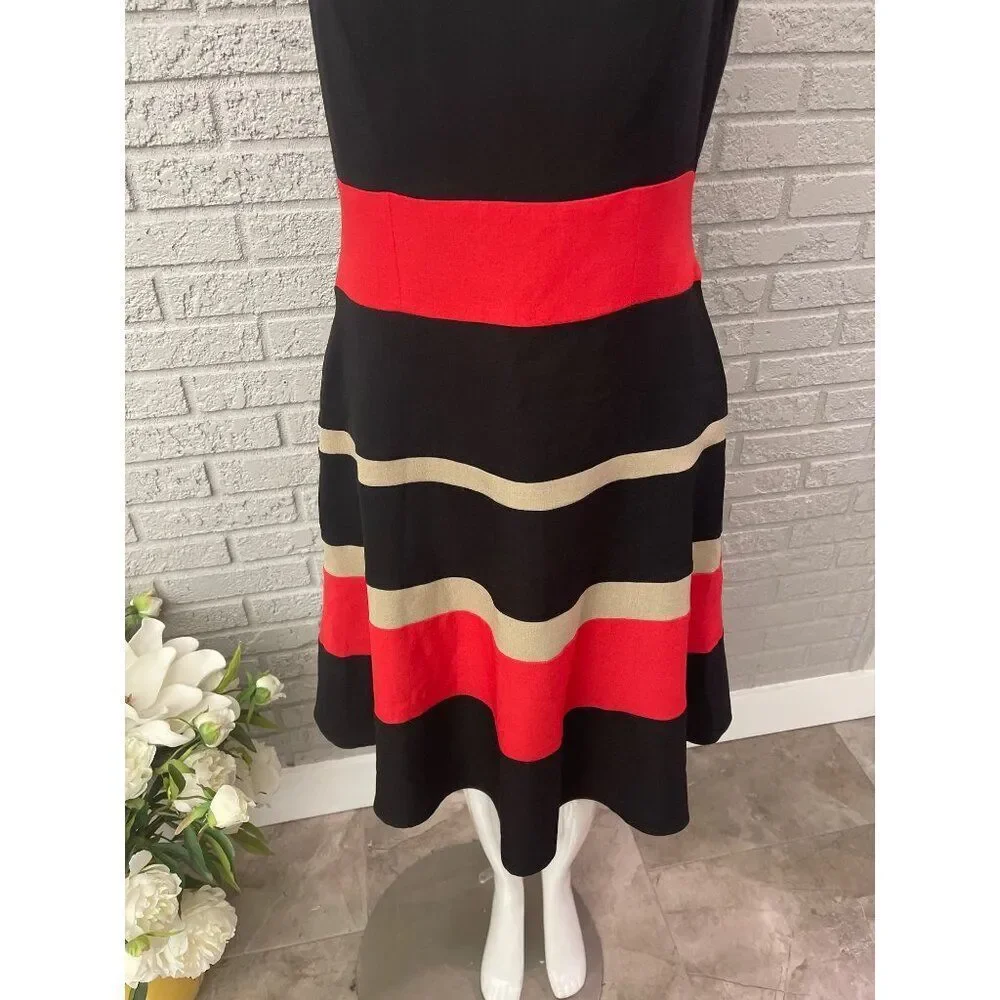 Black Label by Evan Picone Women Sleeveless Color Block Shift Dress Size 6 - Picture 3 of 9